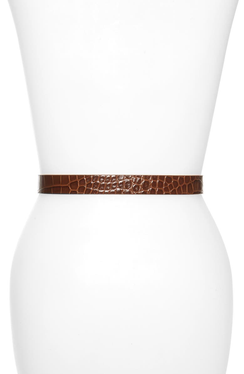 Veronica Beard Elsy Embossed Leather Belt, Alternate, color, 