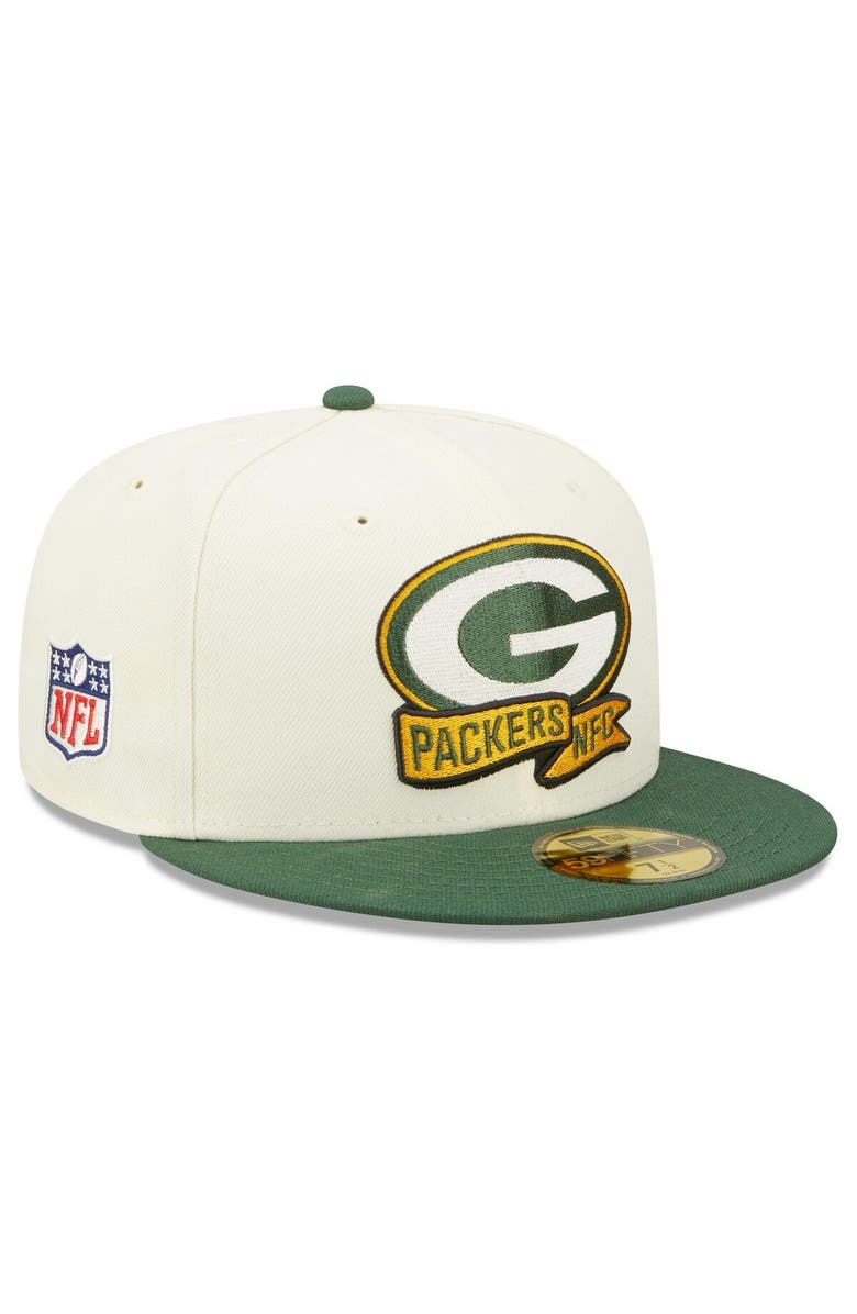 New Era Men's New Era Cream/Green Green Bay Packers 2022 Sideline 59FIFTY Fitted Hat, Main, color, 