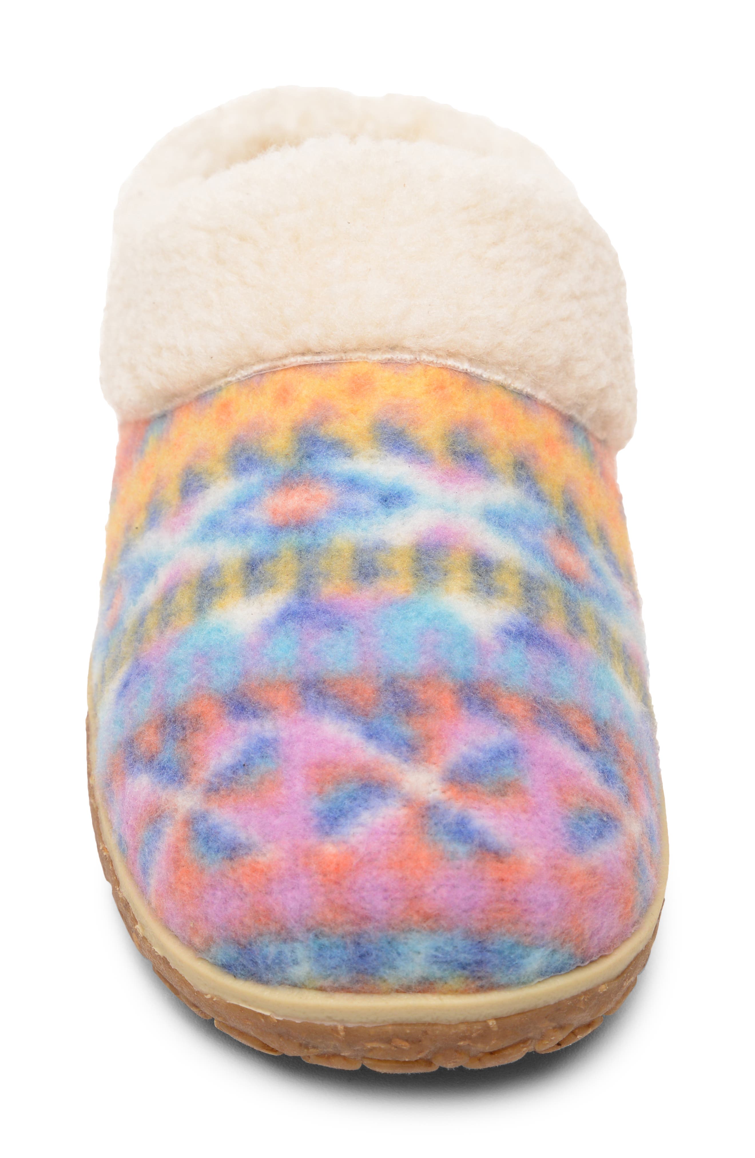 Spruce Faux Fur Slipper, Alternate, color, ORANGE SUNSET