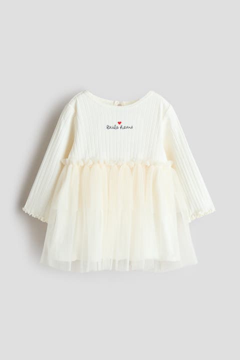 Tulle-skirt Pointelle Dress