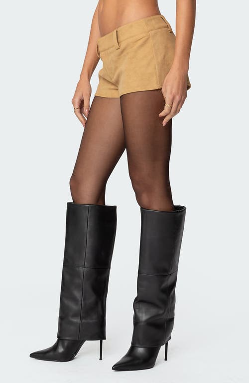 Edikted Shane Faux Suede Microshorts In Tan
