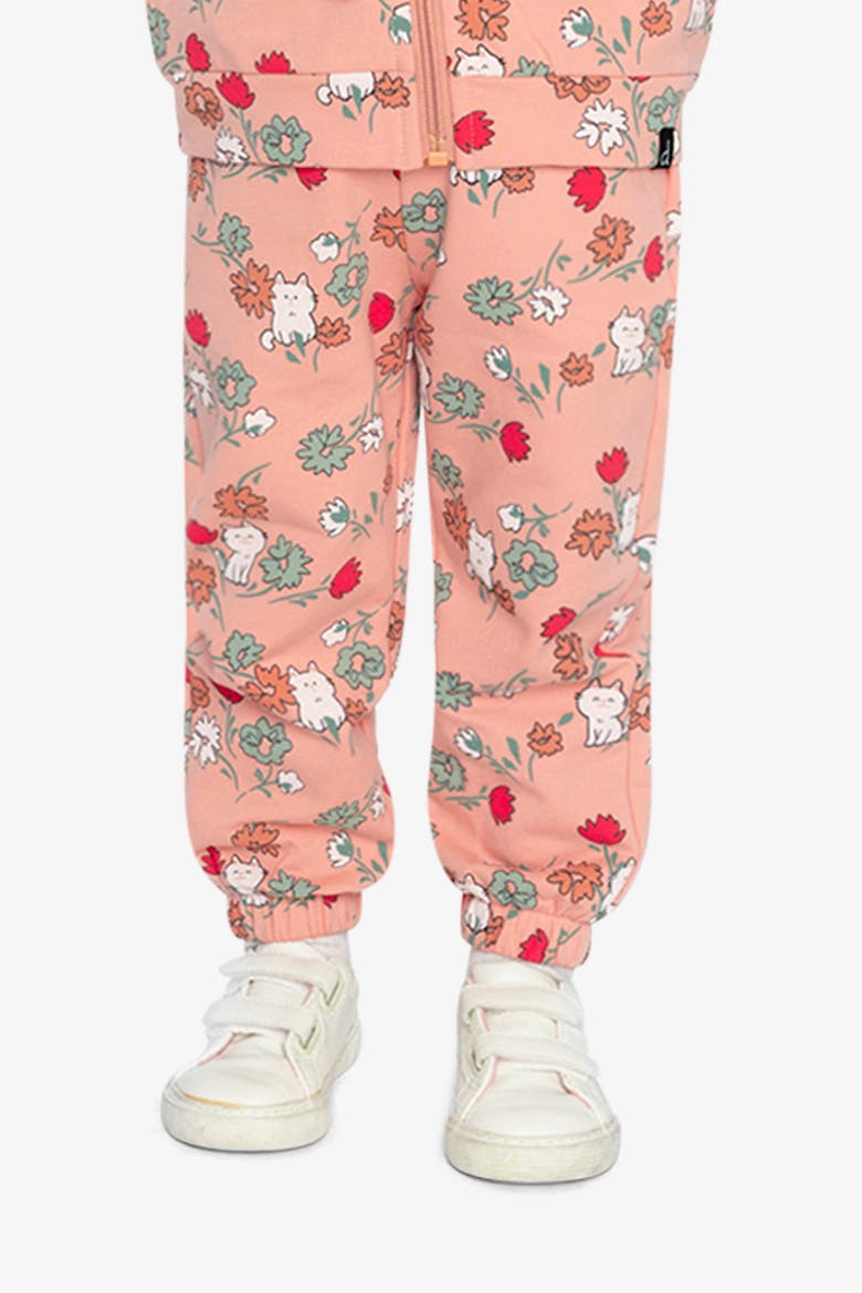 French Terry Cat Pocket Elastic Cuff Sweatpants, Alternate, color, Pink Cat Print