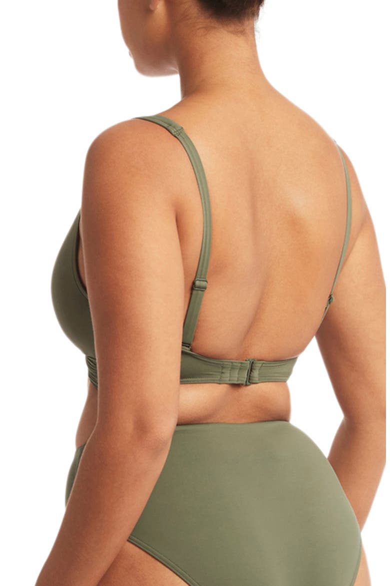 Cross Front Multifit Bikini Top, Alternate, color, KHAKI
