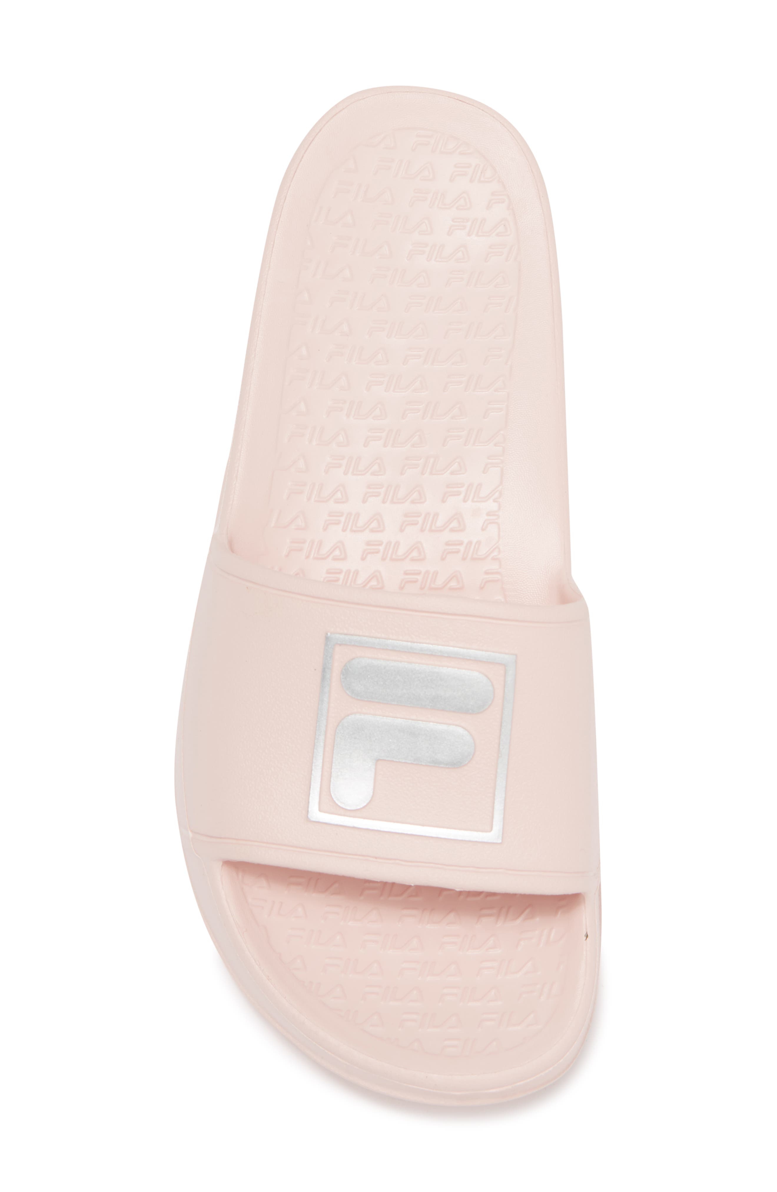 Big Box Logo Slide Sandal, Alternate, color, PINK/ SILVER/ PINK