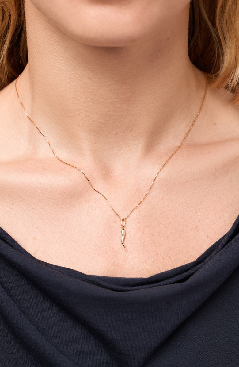 Ana Luisa Solid Yellow Gold - Italian Horn Charm Necklace, Alternate, color, 