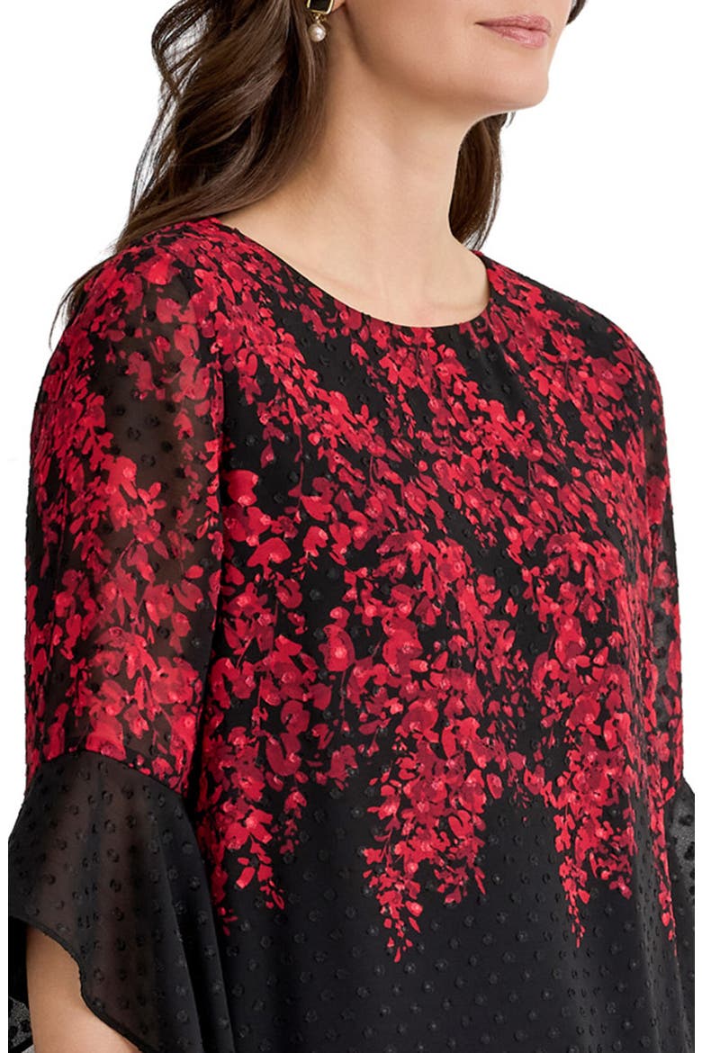 Ruffle Sleeve Clip Dot Chiffon Top, Alternate, color, BLACK MULTI