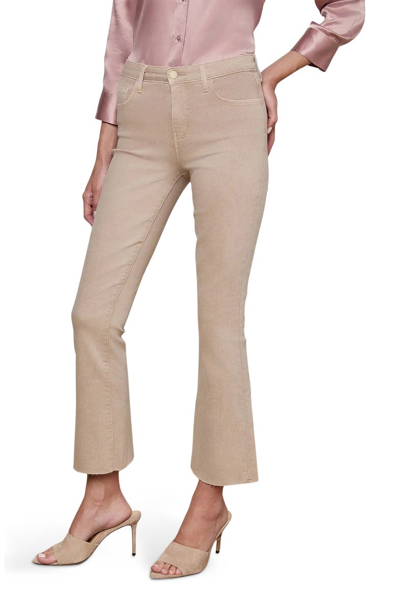 Kendra High Waist Crop Flare Jeans, Alternate, color, BISCUIT