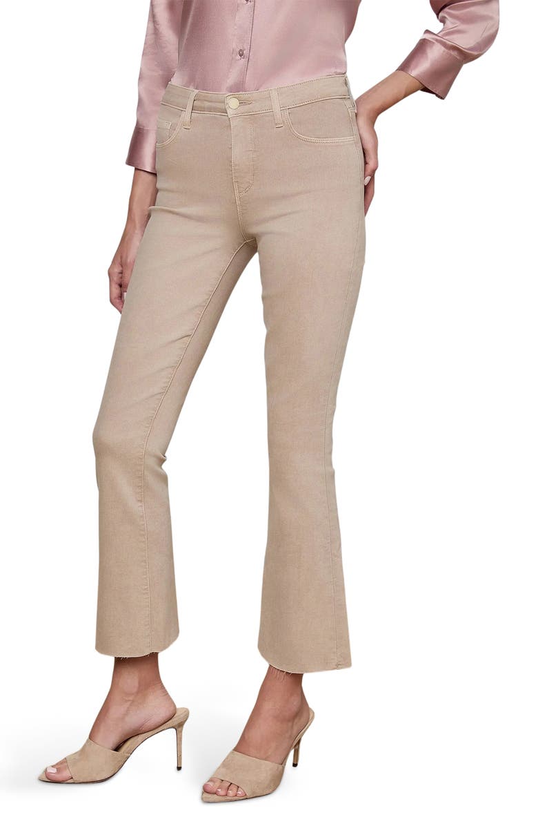 L'AGENCE Kendra High Waist Crop Flare Jeans, Alternate, color, Biscuit