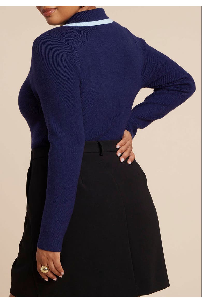 Double Collared Sweater, Alternate, color, MARITIME BLUE