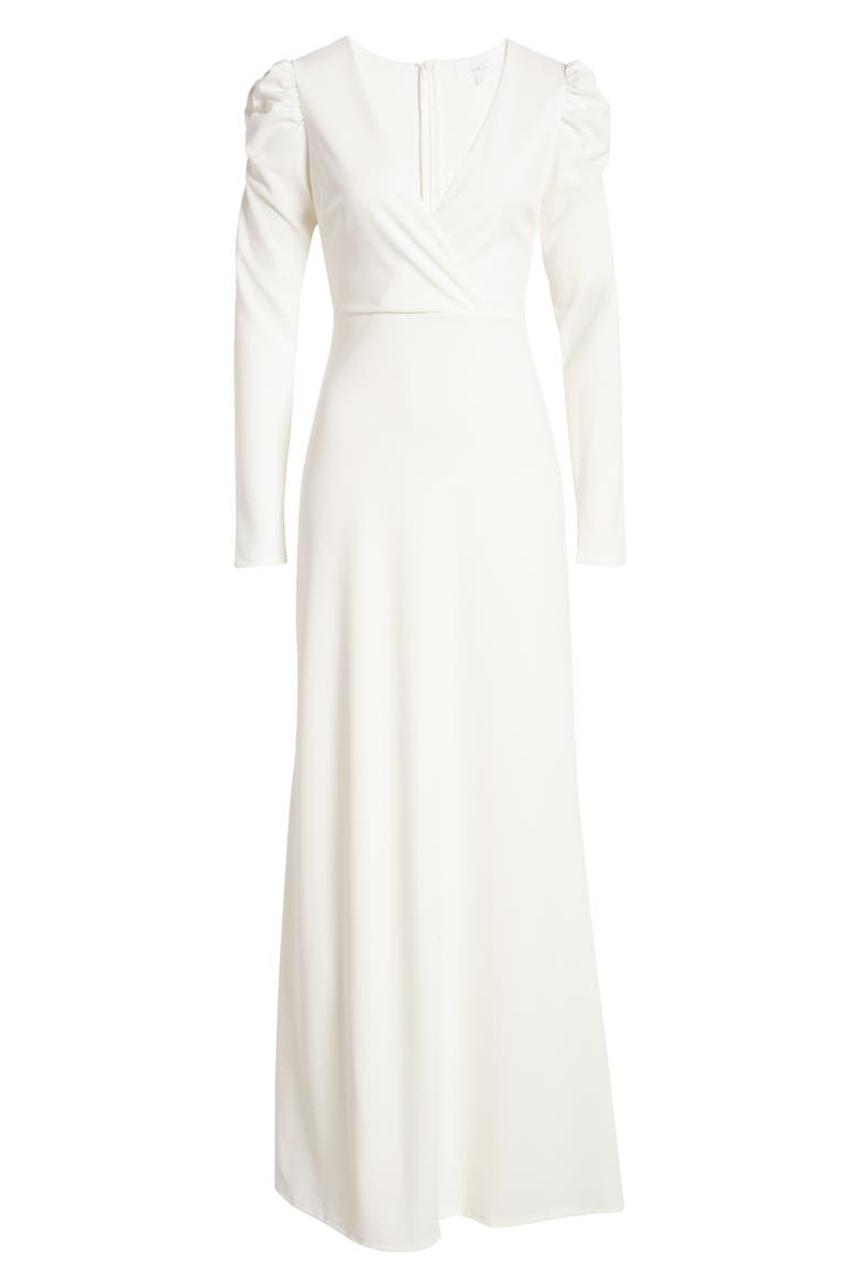 With a Passion Long Sleeve Gown, Alternate, color, WHITE