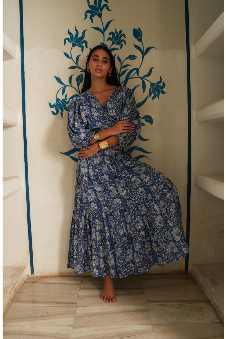 Tara Wrap Dress, Alternate, color, BLUE BLOSSOM