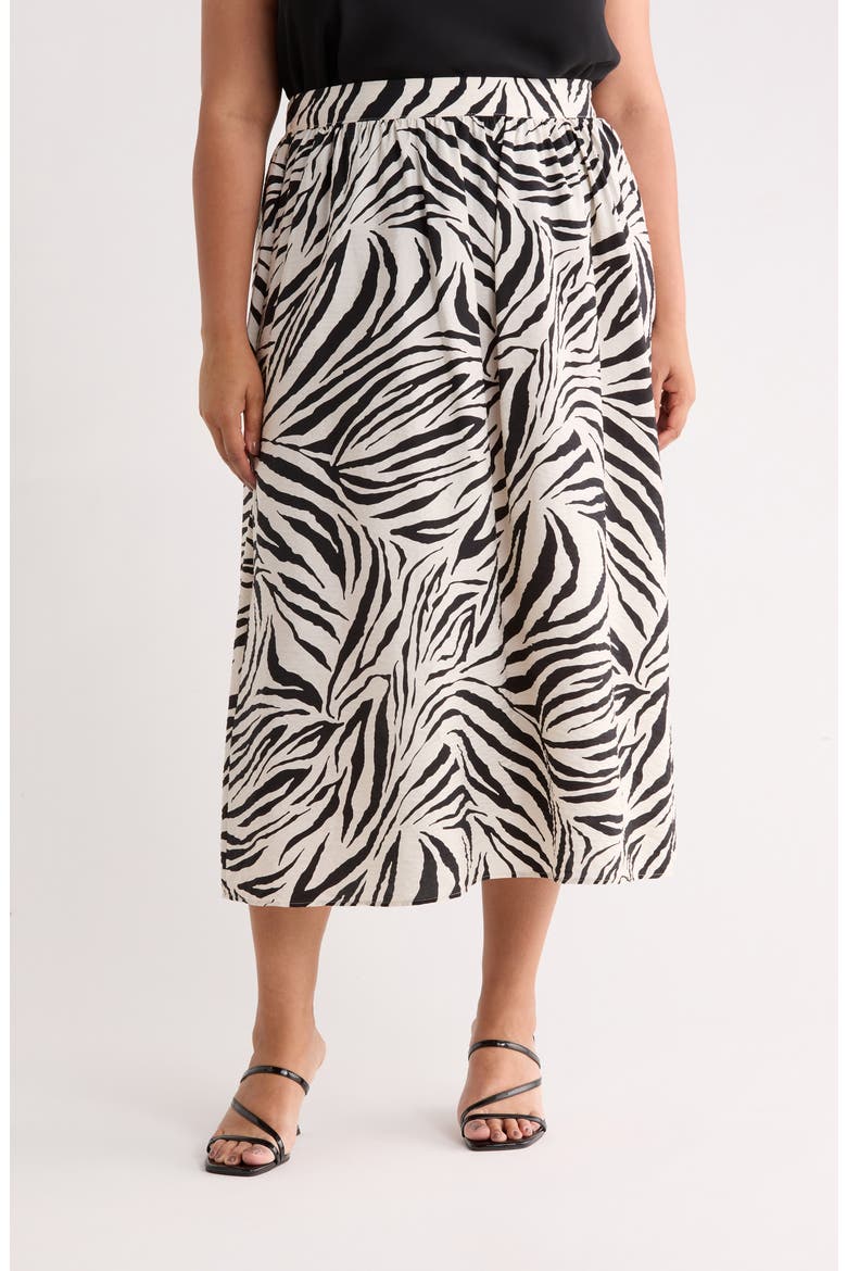 Printed Midi Skirt, Main, color, PUMICE STONE/ BLACK