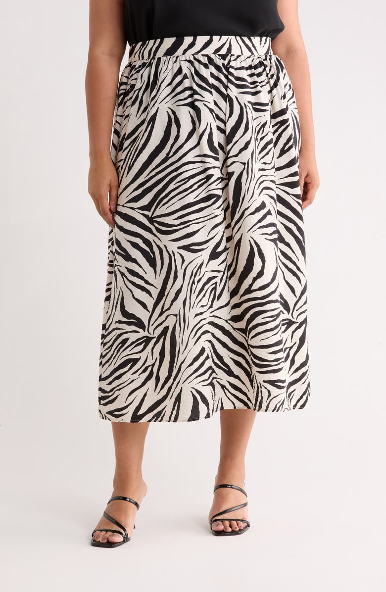 VERO MODA Printed Midi Skirt, Main, color, Pumice Stone/ Black