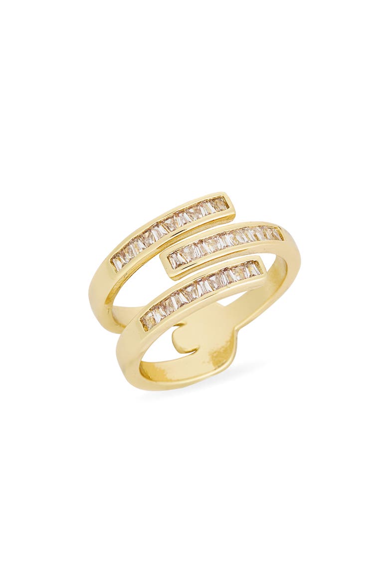 Baguette Cubic Zirconia Bypass Ring, Main, color, CLEAR- GOLD
