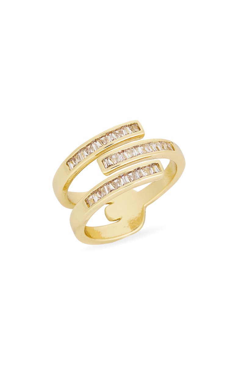 NORDSTROM RACK Baguette Cubic Zirconia Bypass Ring, Main, color, Clear- Gold