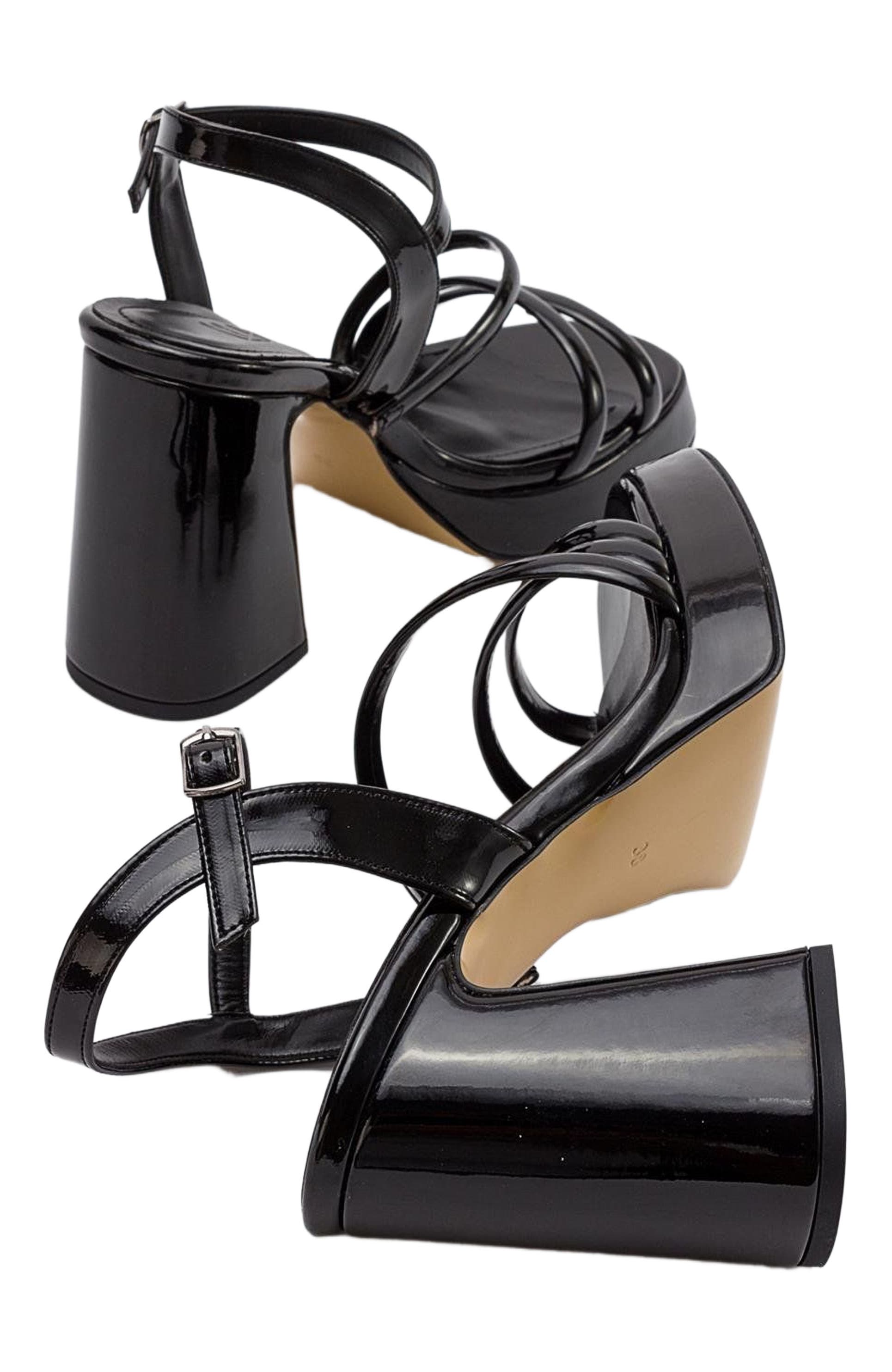 Prologue Shoes Heas Platform Sandal, Alternate, color, Black Faux Leather