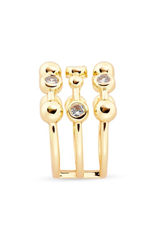 Covet Cz Faux Stack Ring In Gold