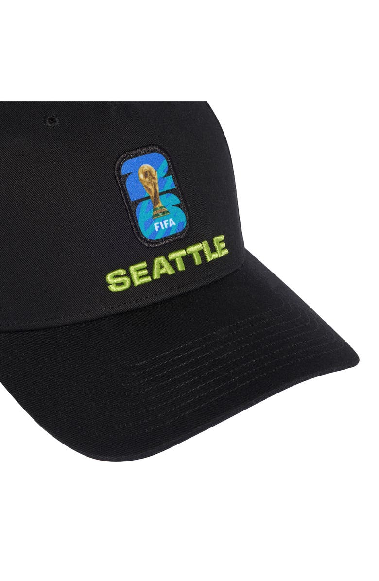 adidas FIFA World Cup 2026<sup>™</sup> Seattle Adjustable Twill Ball Cap, Alternate, color, Black/ White