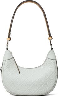 Tory Burch T-Monogram Embossed Crescent Shoulder Bag