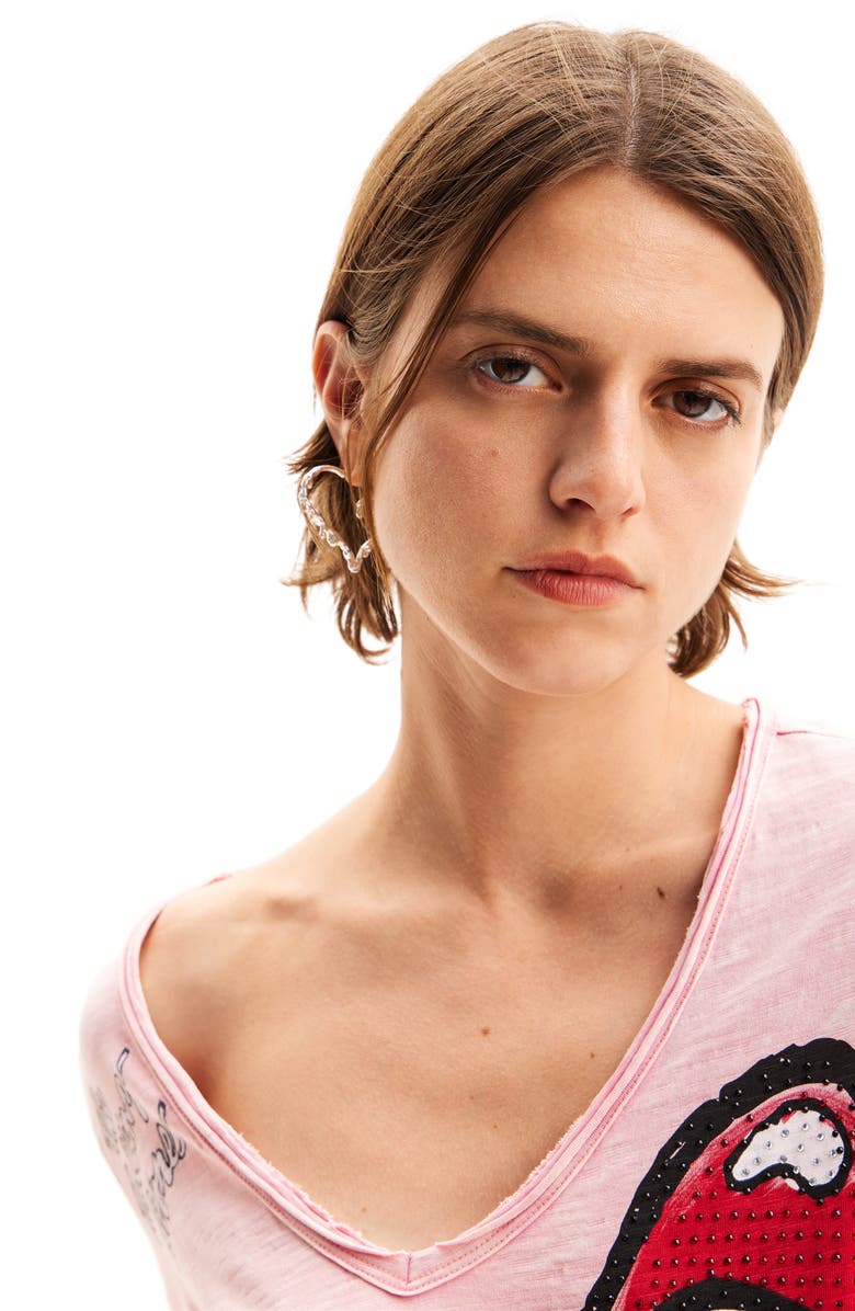 Desigual The Rolling Stones Rhinestone T-Shirt, Alternate, color,