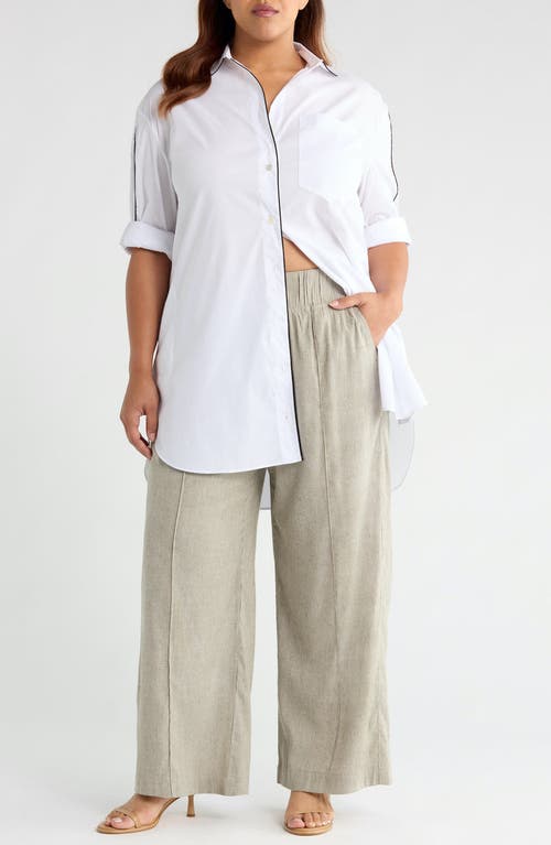 See Rose Go Multitasker Stripe Wide Leg Plus Size Pant In Green