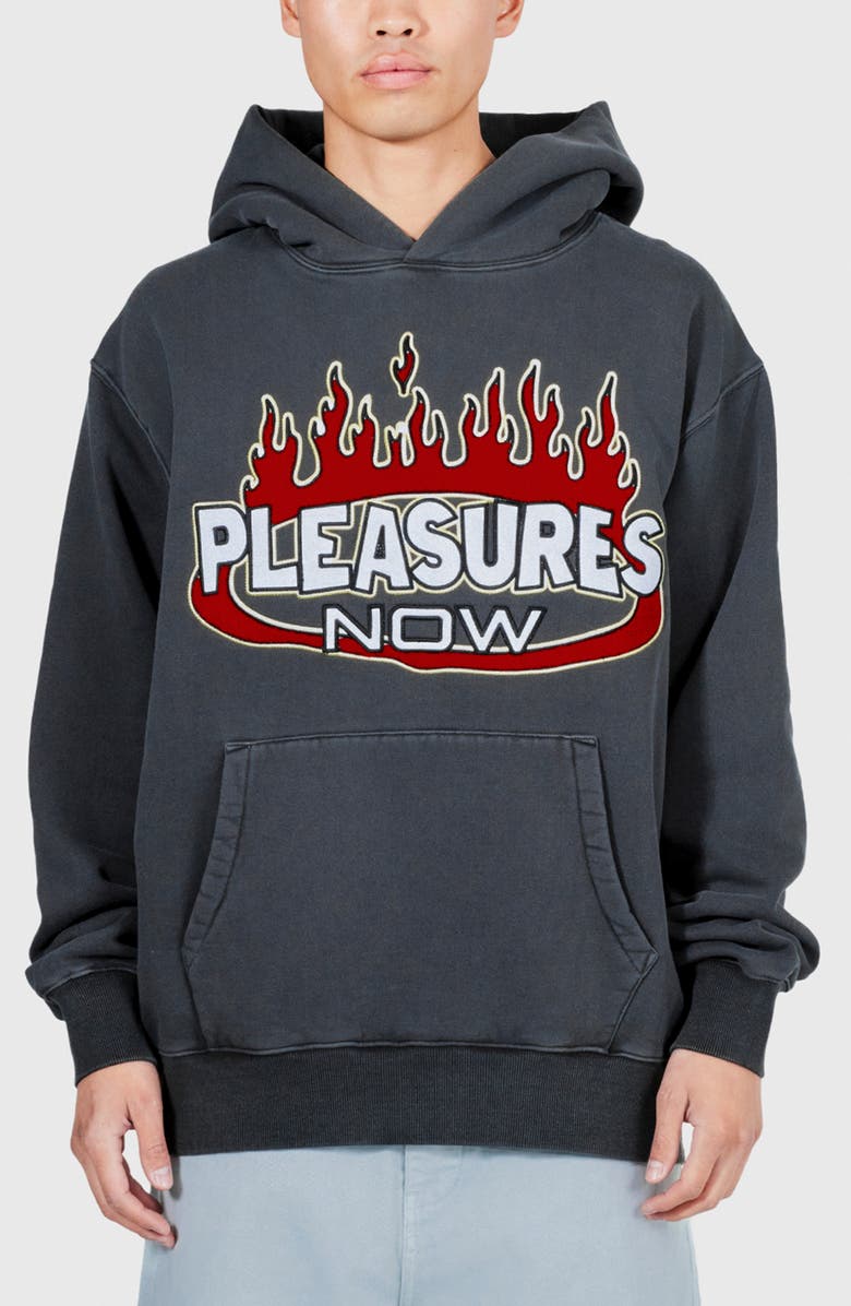 PLEASURES Flame Hoodie, Main, color, Faded Black
