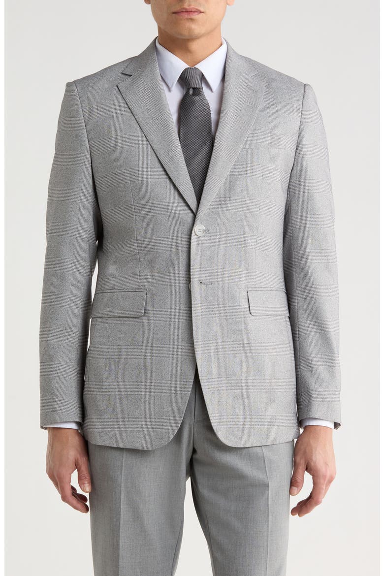 Slim Fit Plaid Sport Coat, Main, color, GREY