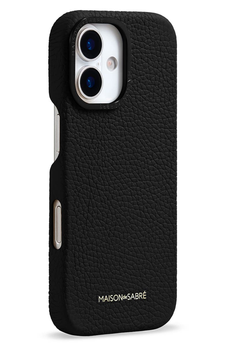 MAISON de SABRÉ Leather Phone Case, Alternate, color, Black Caviar