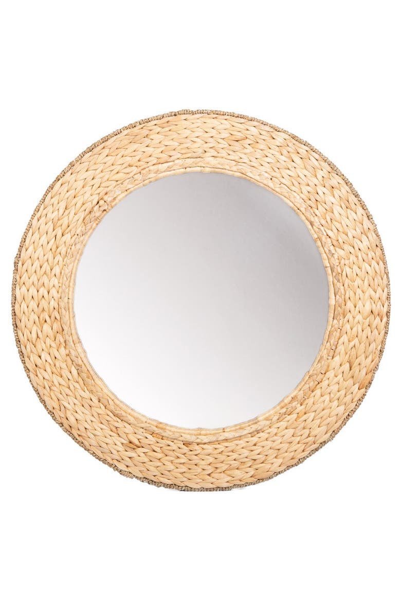 Sense of Place Circle Acrylic Wall Mirror, Main, color, Beige