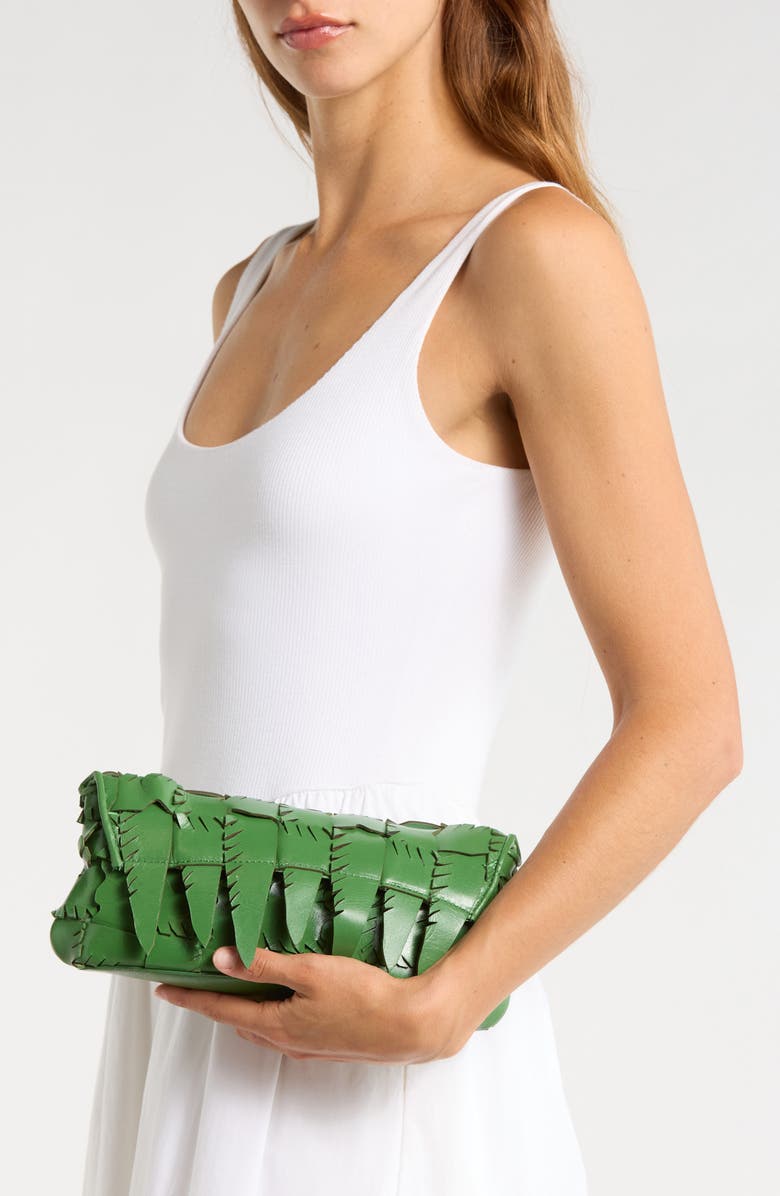 STAUD Leaf Leather Clutch, Alternate, color, Leaf