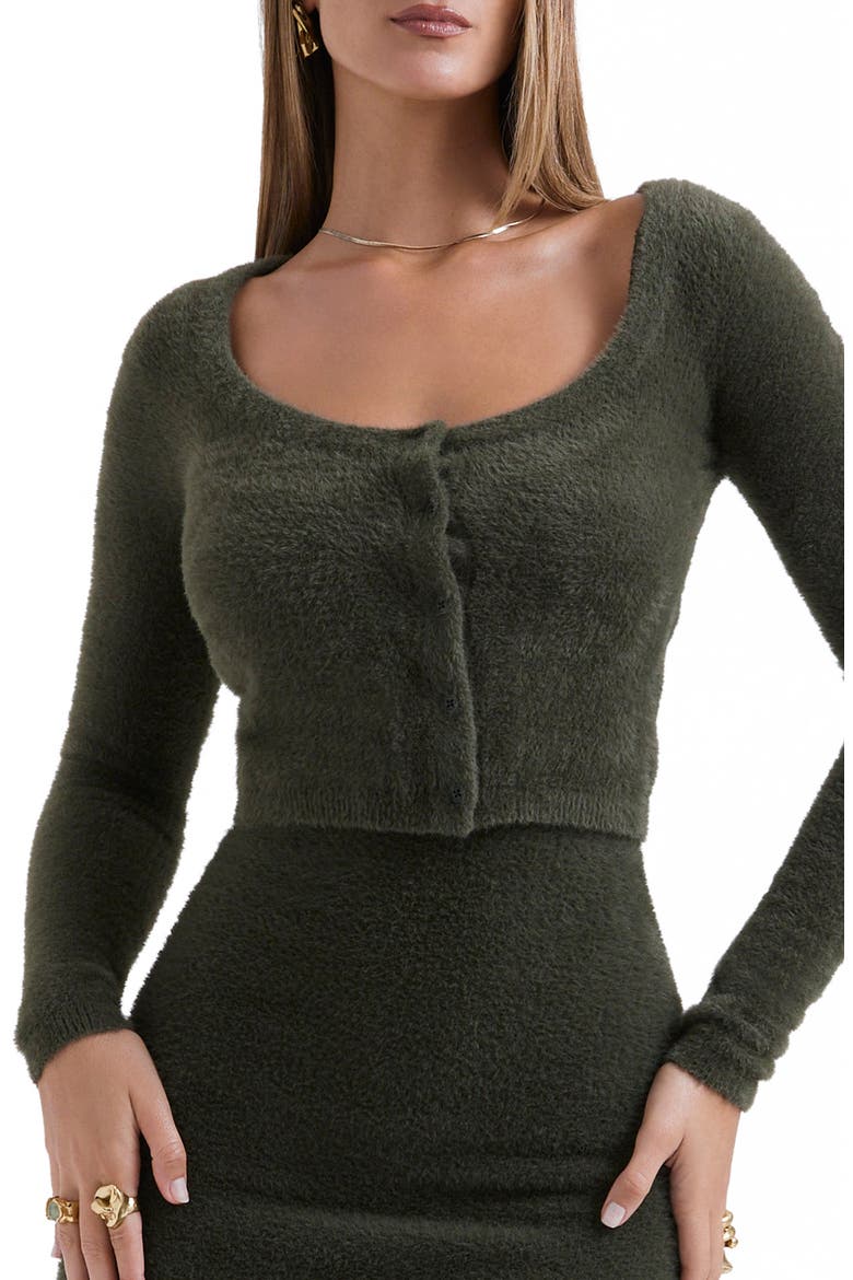 Gene Chenille Crop Cardigan, Main, color, KHAKI