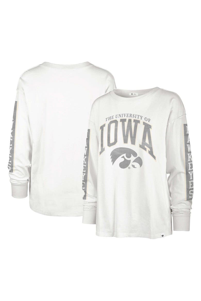 Women's '47 Cream Iowa Hawkeyes Statement SOA 3-Hit Long Sleeve T-Shirt, Main, color, White