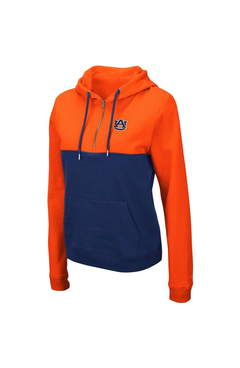 COLOSSEUM Women's Colosseum Orange/Navy Auburn Tigers Aidan Lightweight Half-Zip Hoodie, Alternate, color,