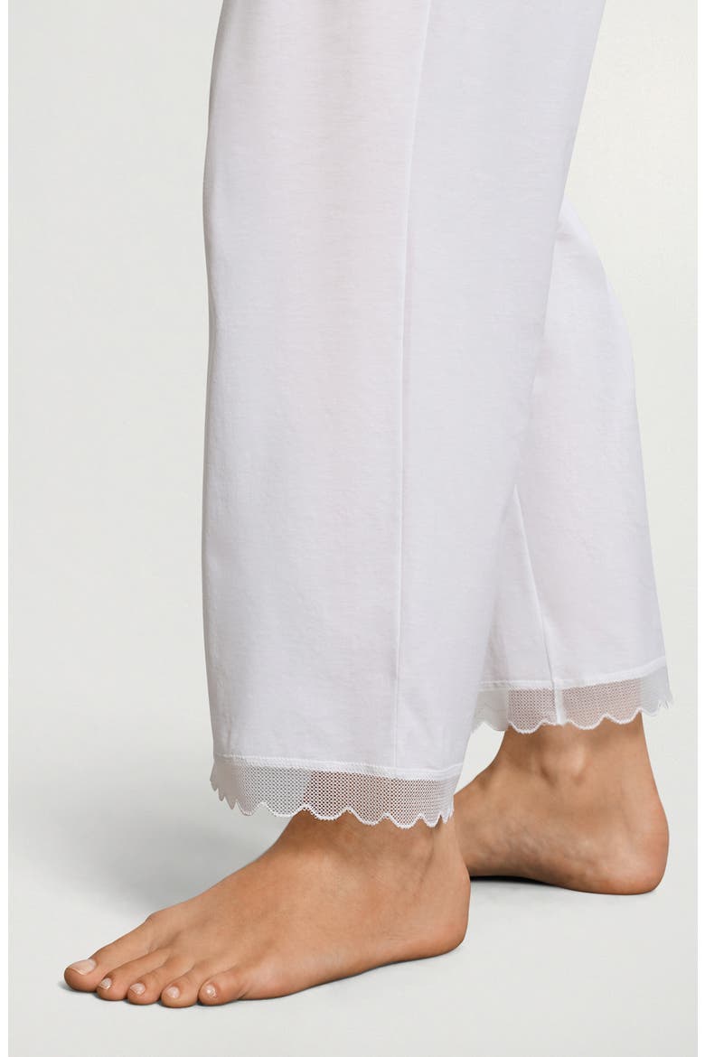 Inaya Tulle Trim Cotton Pajamas, Alternate, color, WHITE