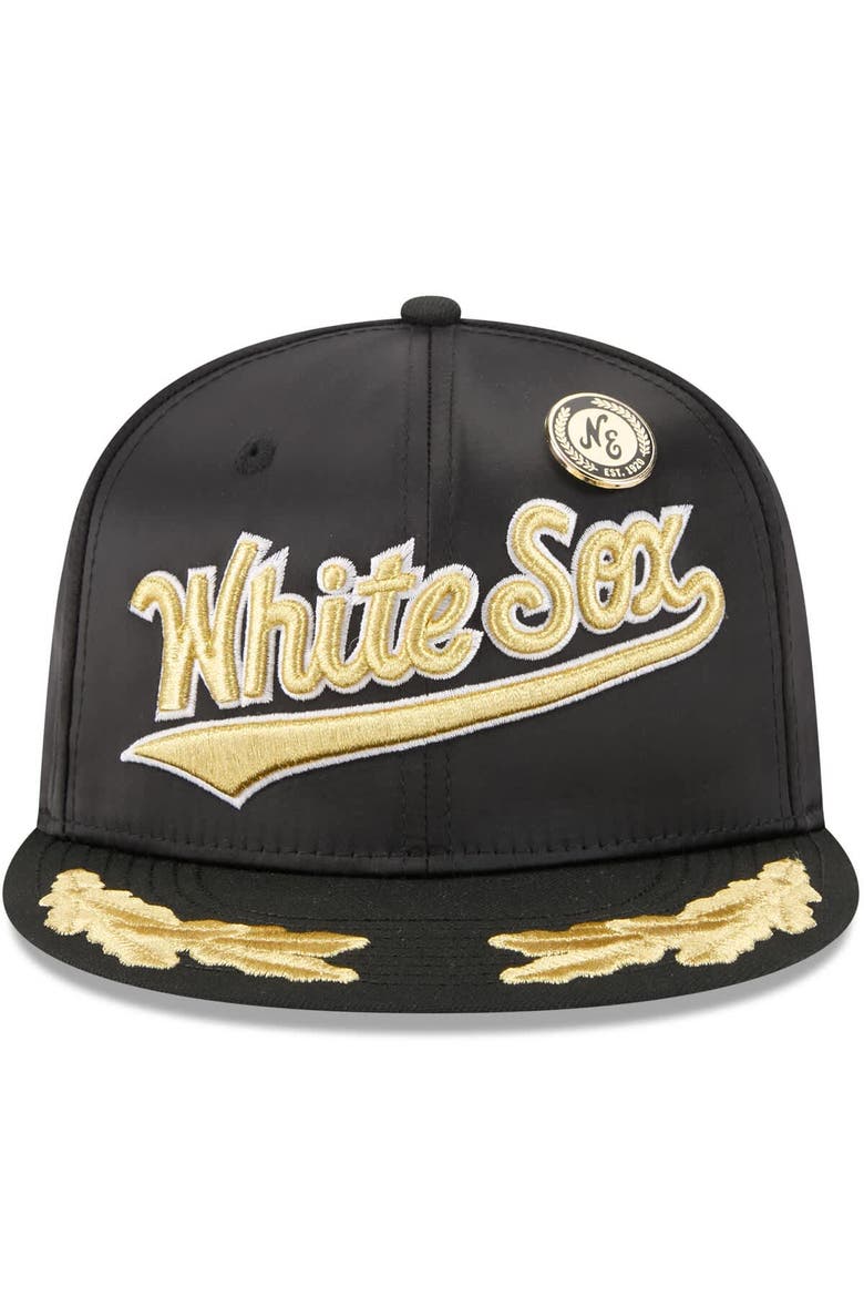 Men's New Era  Black Chicago White Sox 2025 59FIFTY Day Gold Leaf 59FIFTY Fitted Hat, Alternate, color, Black