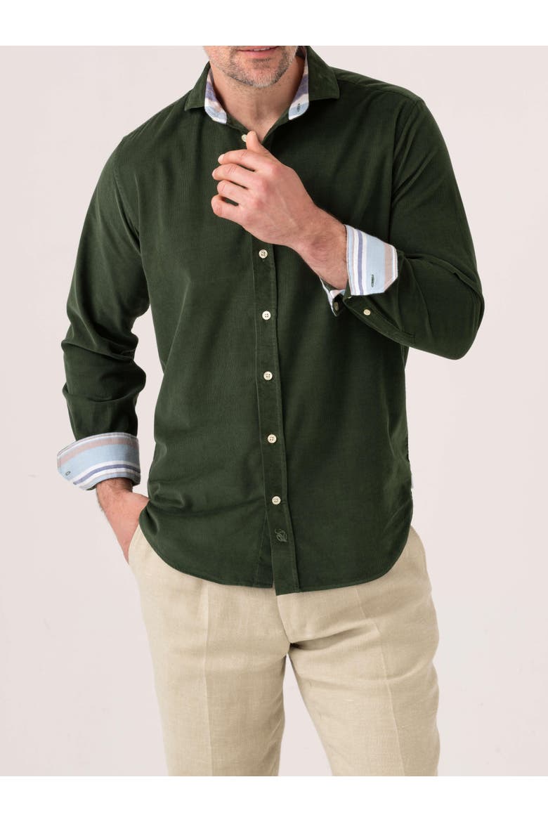 Corduroy Long Sleeve Shirt, Main, color, Pine Green
