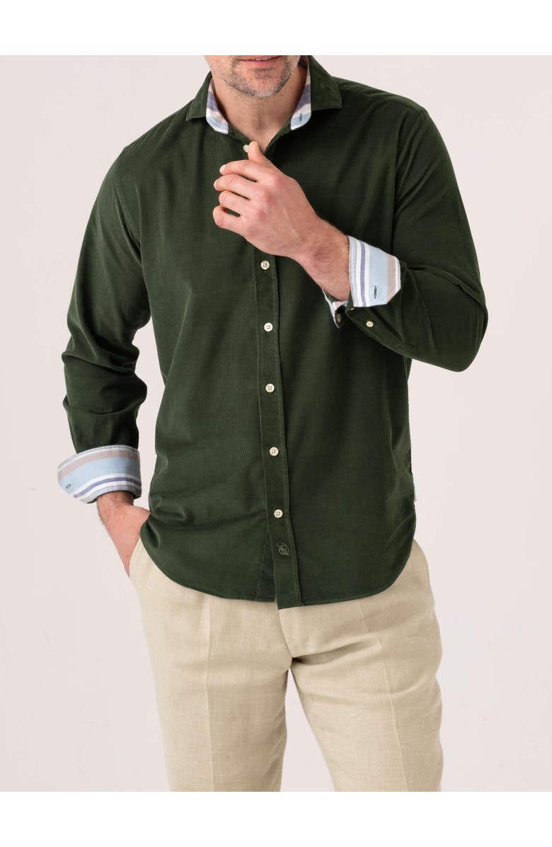 Koy Clothing Corduroy Long Sleeve Shirt, Main, color, Pine Green