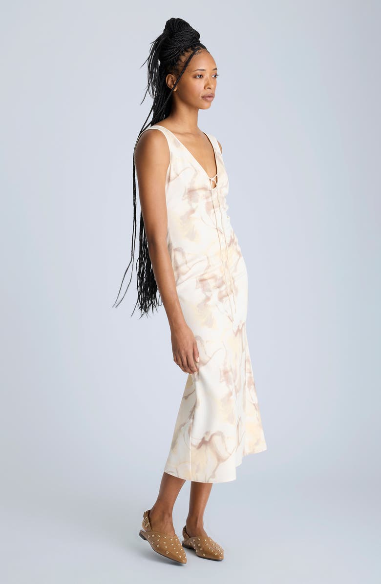 Kenneth Cole Floral Print Sleeveless Midi Dress, Alternate, color, Oyster Multi