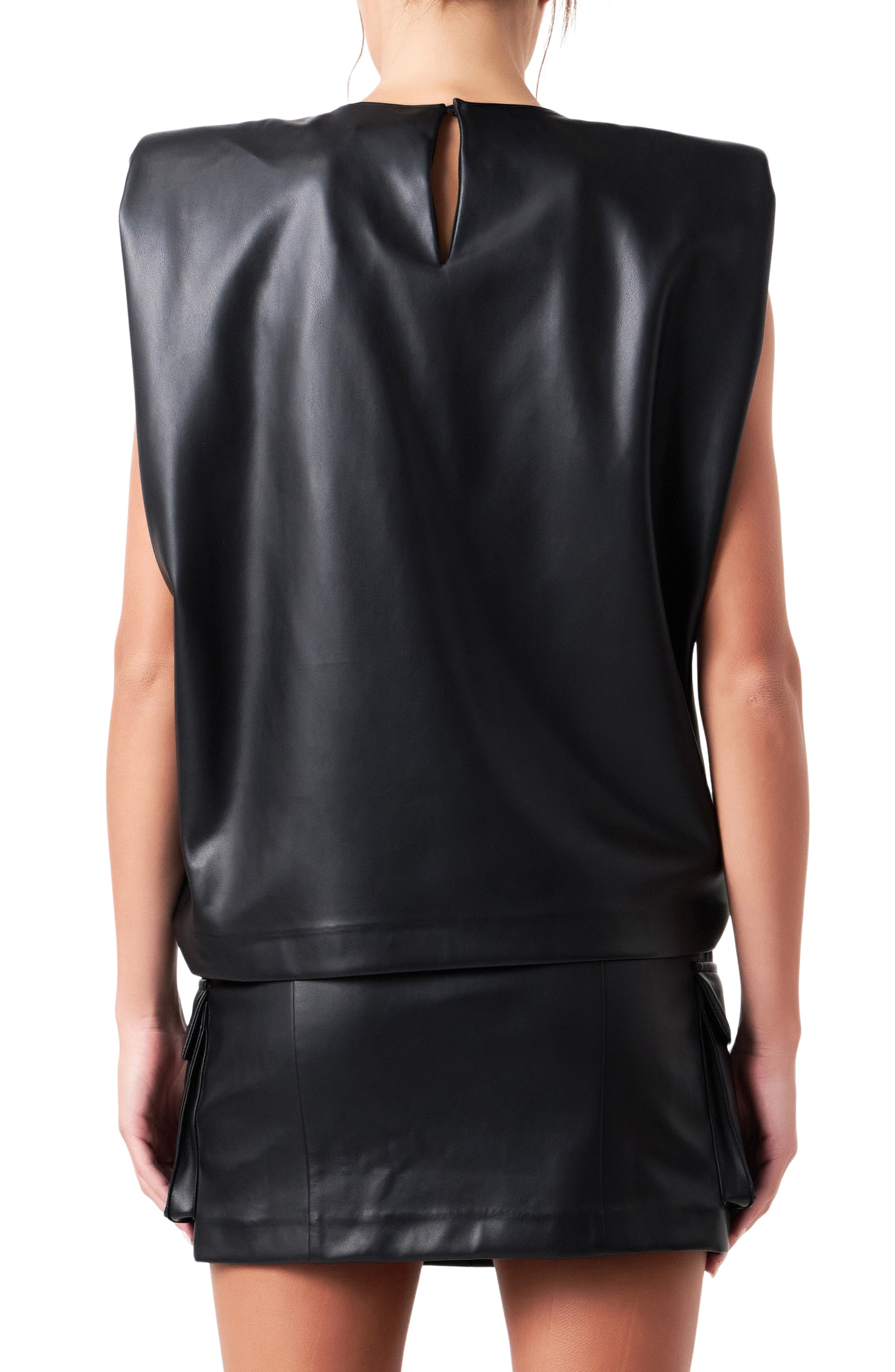 Padded Shoulder Blouson Top - image 2