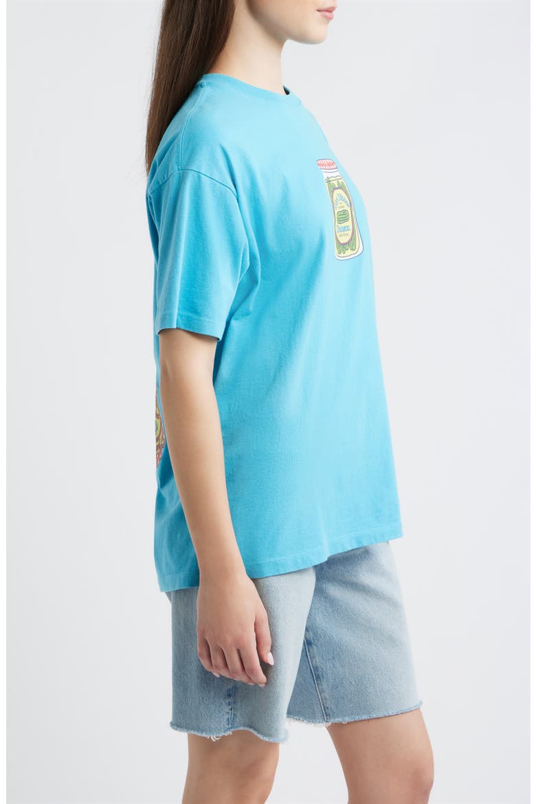 Snack Plate Oversize Organic Cotton Graphic T-Shirt, Alternate, color, BLUE