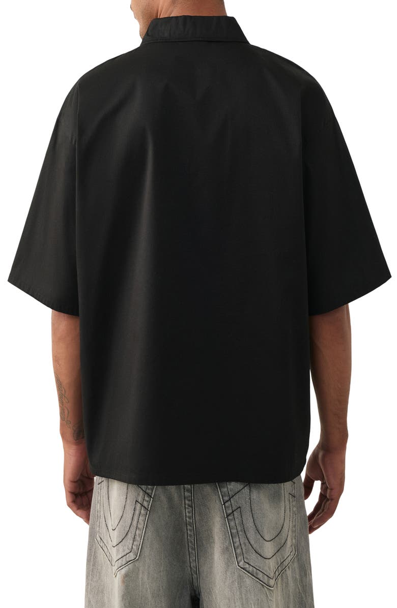 True Religion Tiger Half Zip Shirt, Alternate, color, Jet Black