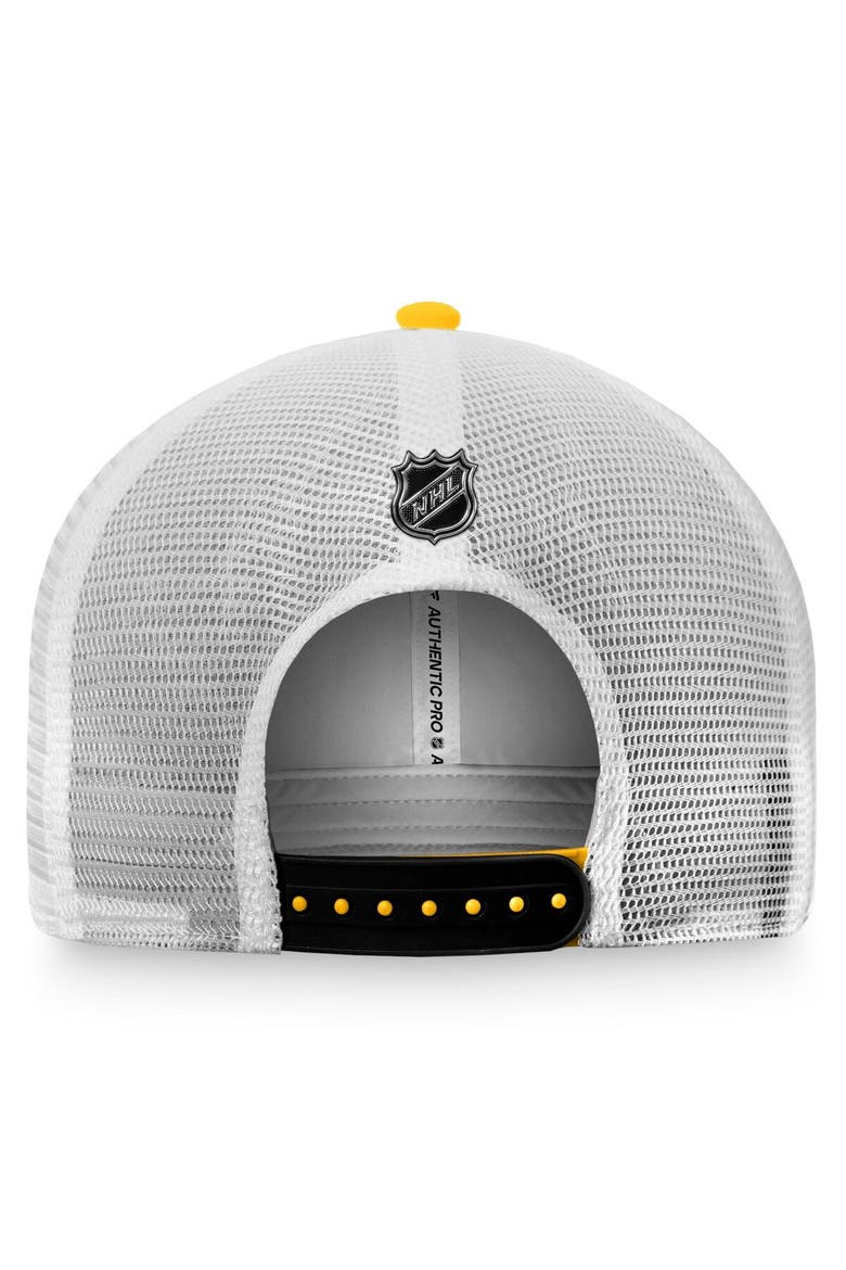 Men's Fanatics Branded Gold/White Pittsburgh Penguins Authentic Pro Rink Trucker Snapback Hat, Alternate, color, Gold