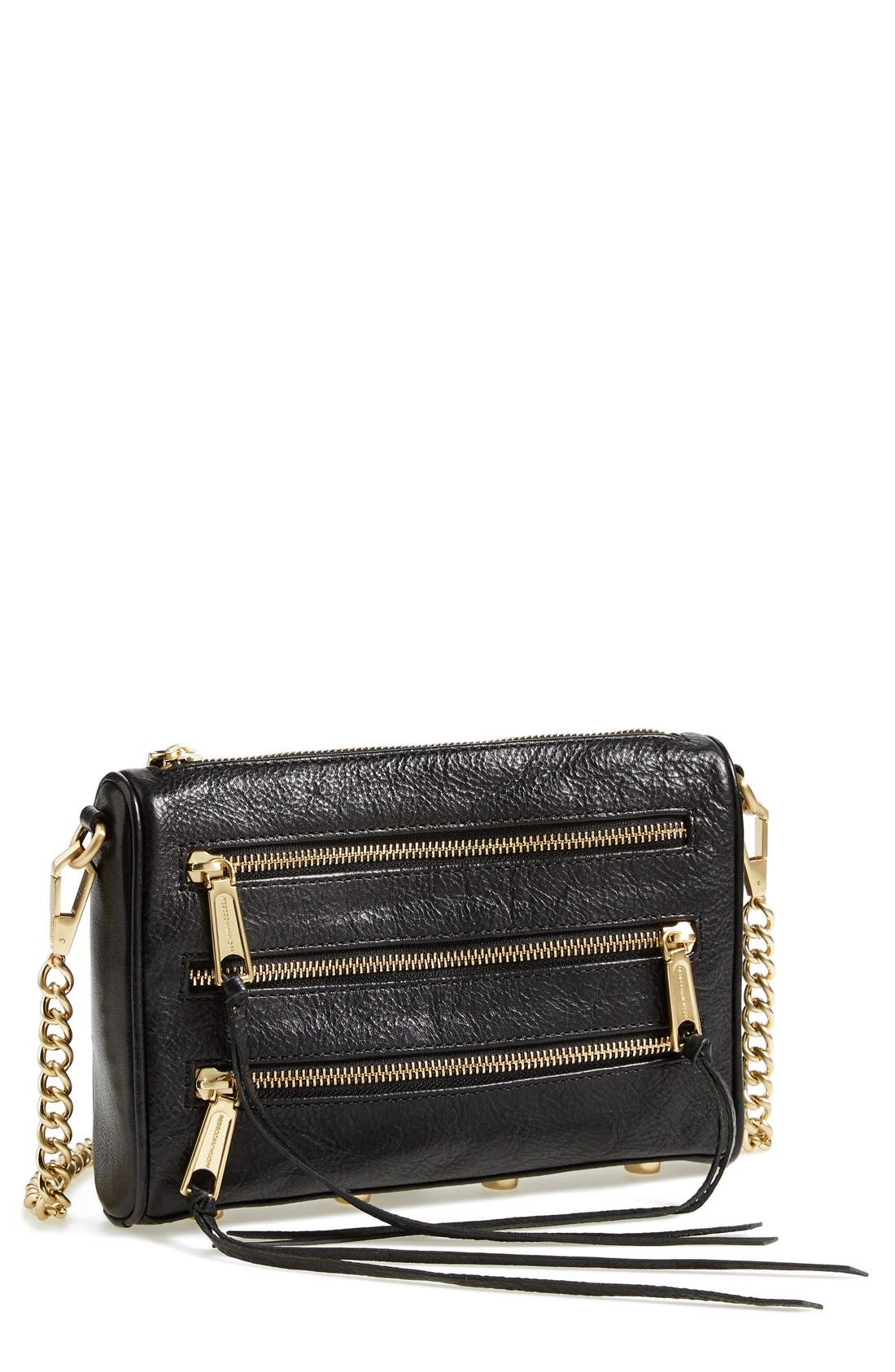 'Mini 5 Zip' Convertible Crossbody Bag, Main, color, BLACK