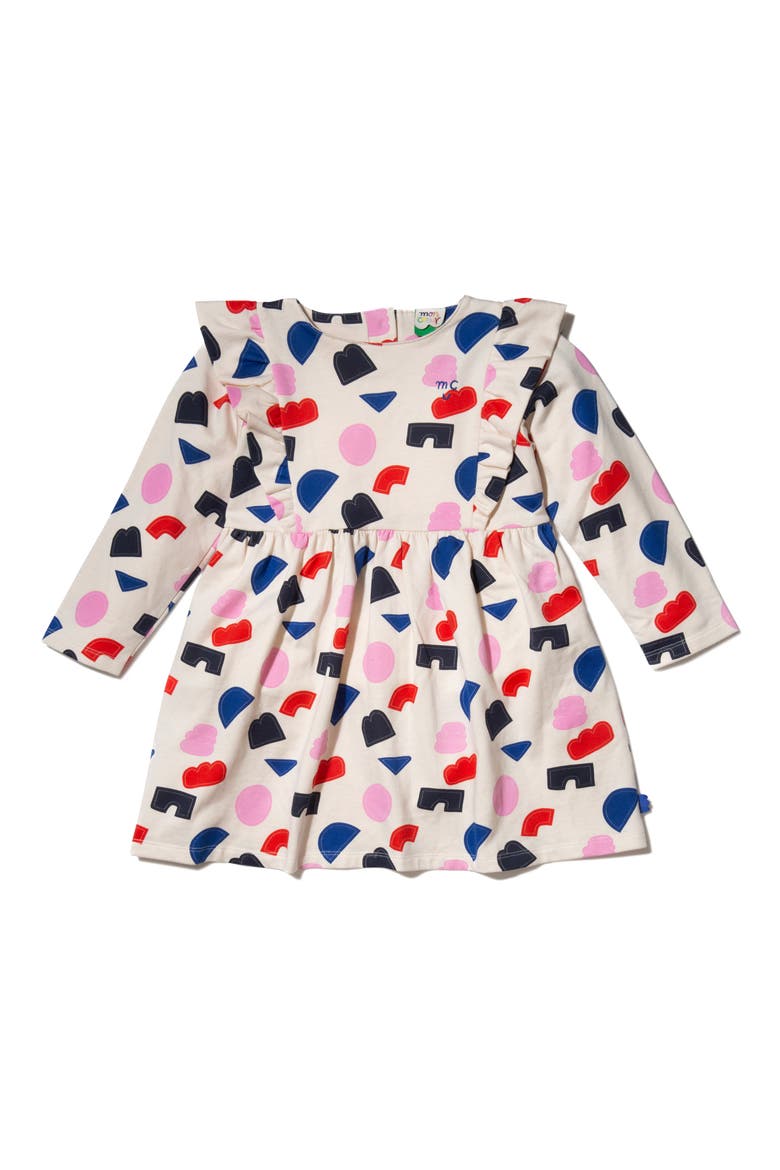 Shapes Print Long Sleeve Cotton Jersey Dress, Main, color, NATURAL/ MULTI