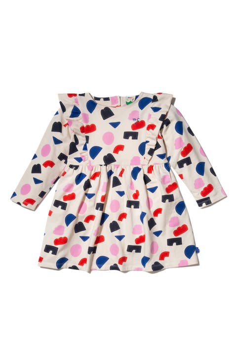 Shapes Print Long Sleeve Cotton Jersey Dress (Baby)