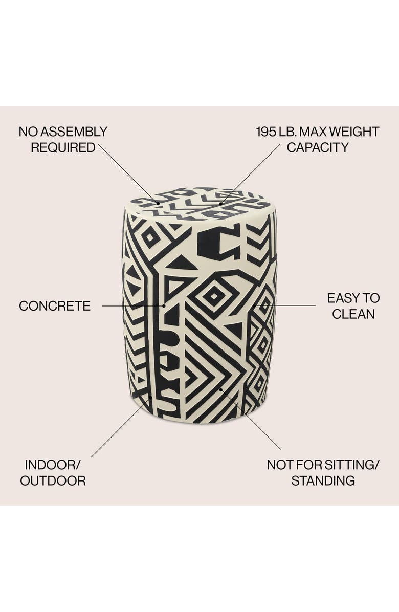 JONATHAN Y Rafi 17.75" MidCentury Modern Geometric Drum Garden Stool, Alternate, color, Black/Cream