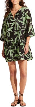 Seafolly Palm Paradise Three-Quarter Sleeve Cotton Cover-Up Dress