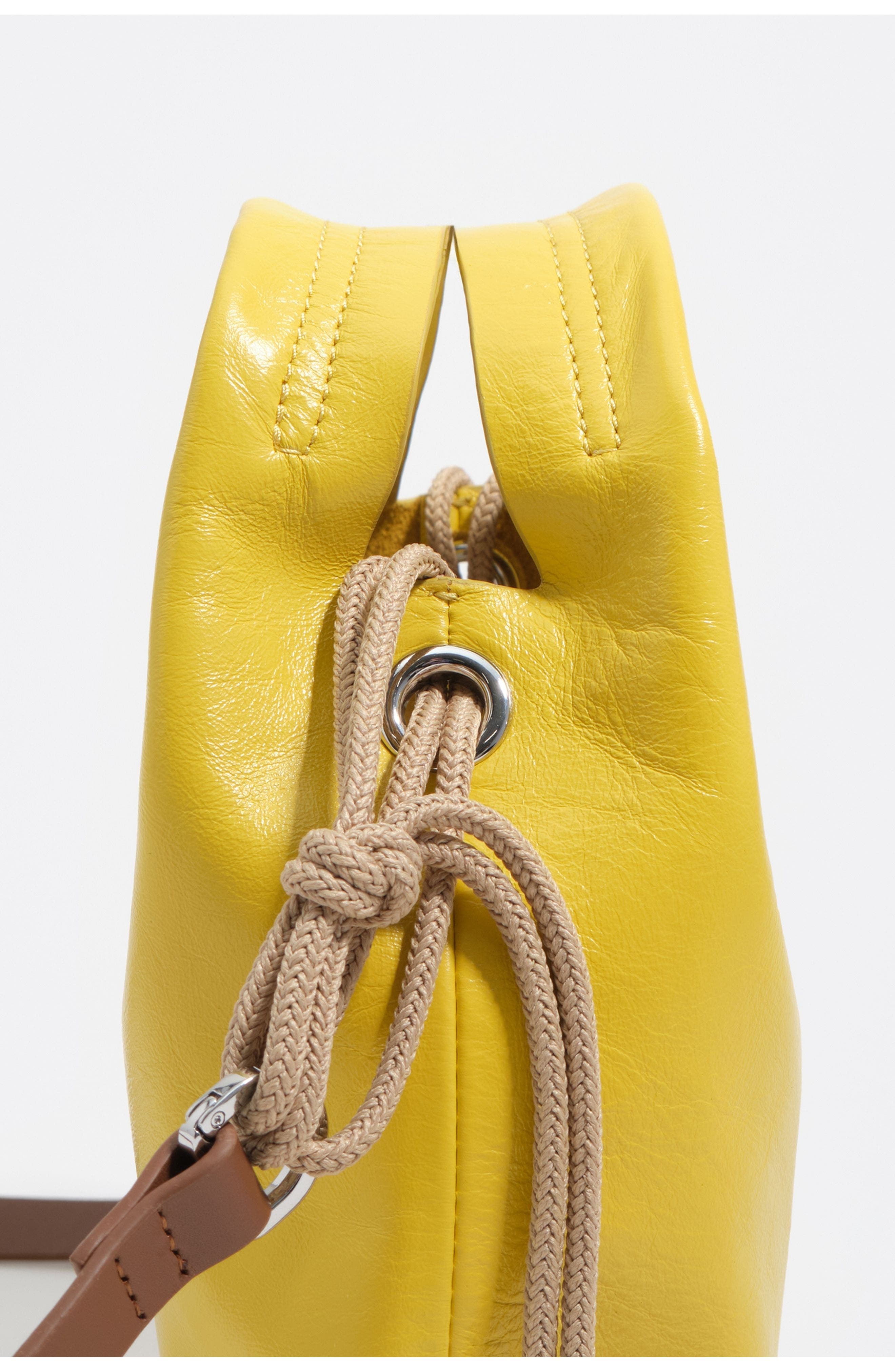 Leather Mini Paper Bag SS26, Alternate, color, YELLOW