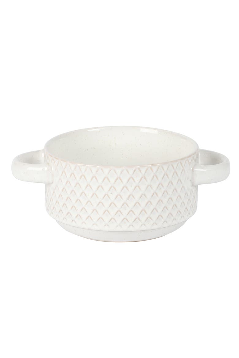 Earlhart 2 Piece 6 Inch Ribbed Stoneware Soup Bowl Set with Handles, Alternate, color, White