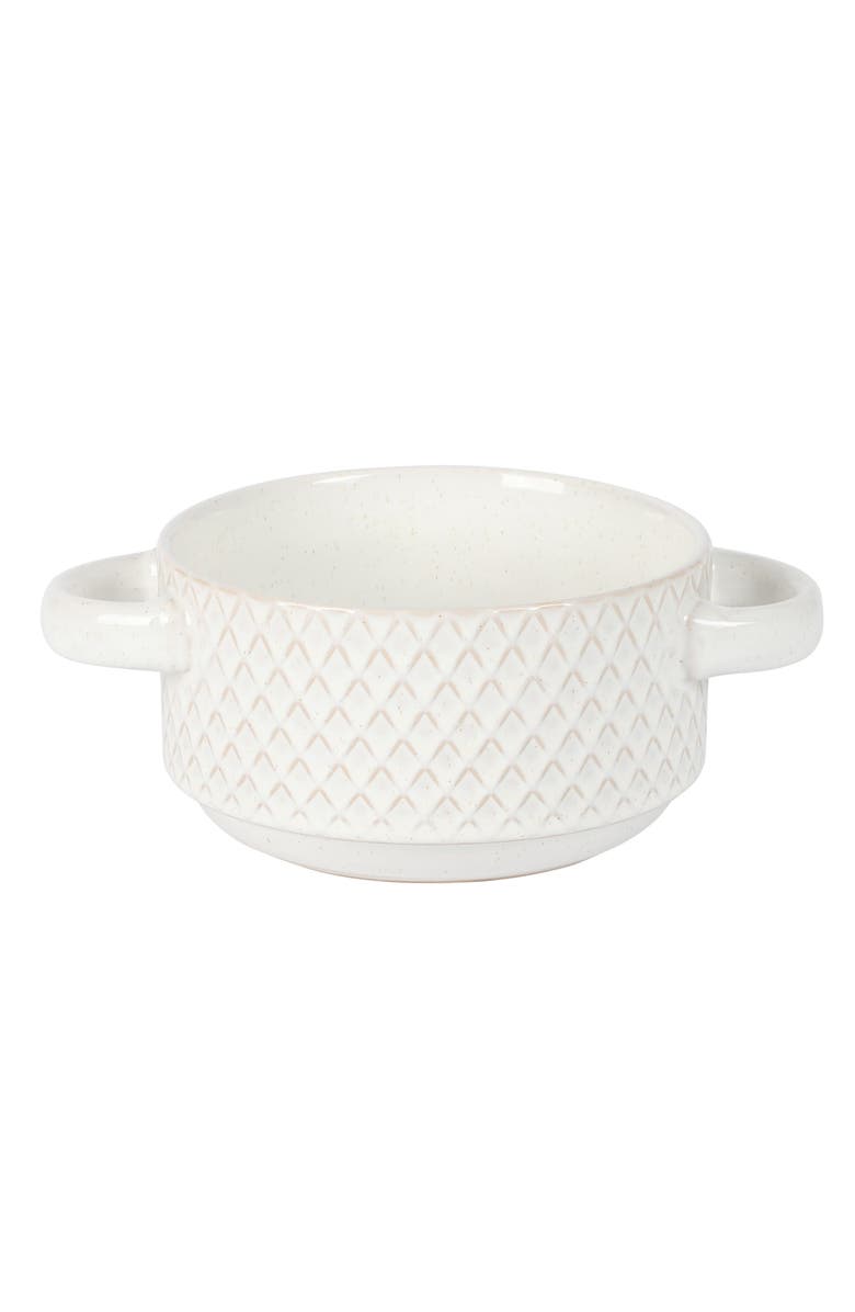 Gibson Elite Earlhart 2 Piece 6 Inch Ribbed Stoneware Soup Bowl Set with Handles, Alternate, color, White